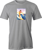 40's Hawaii Travel Surf Poster printed on men's T shirt