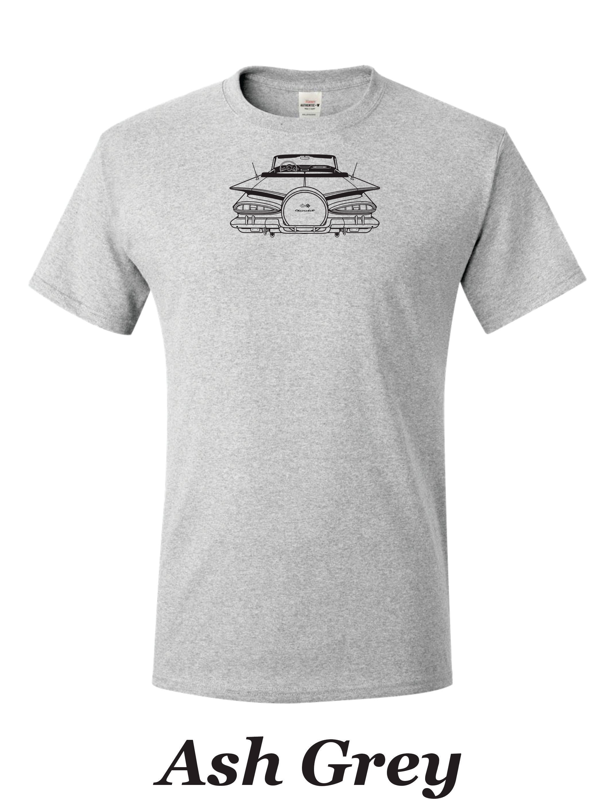 1959 Chevy Convertible printed on mens shirt. great for the car guy.  Free shipping