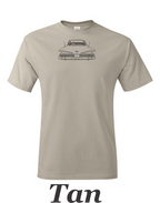1960 Chevy Impala drawing printed on mens shirt. Classic car guys shirt. Free Shipping.