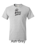 Jeep 4 wheel drive emblem printed on men's shirt. 1945-1975 emblem.