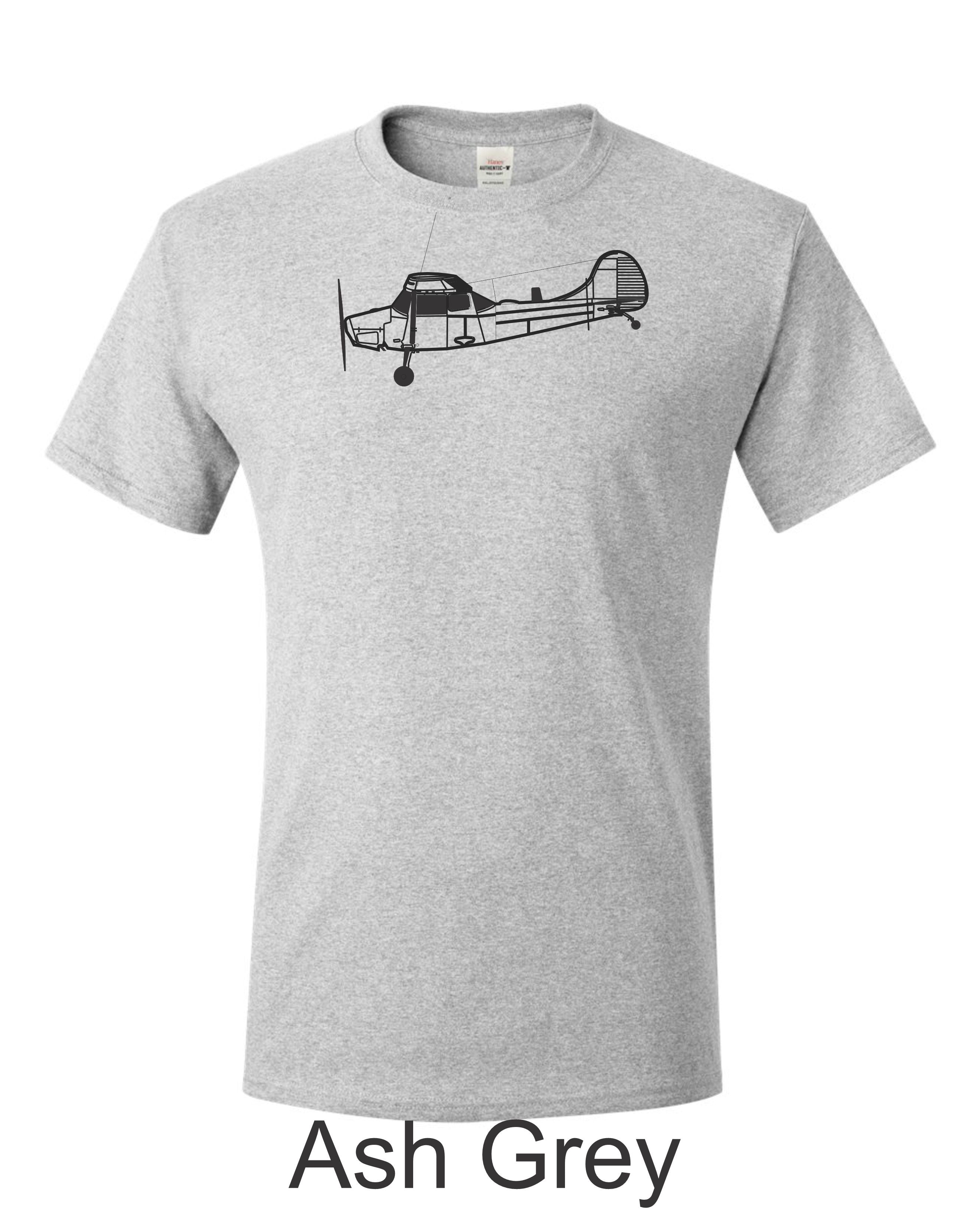 Cessna L 19 / O-1 Bird dog drawing printed on men's shirt. Free Shipping.