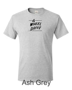 Jeep 70's 4 Wheel drive Emblem printed on mens shirt.