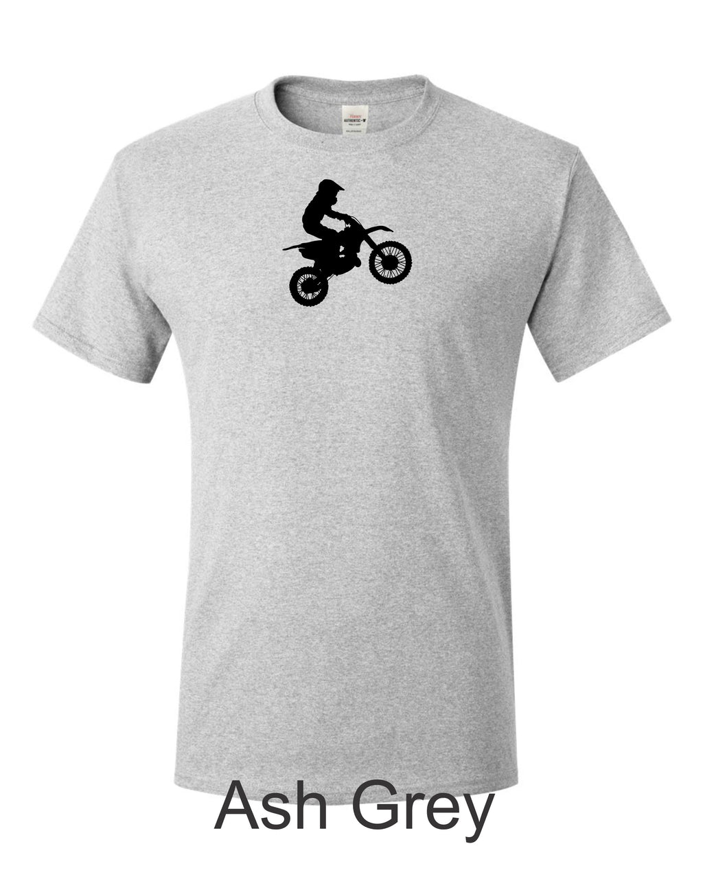 Kid Dirt bike rider drawing printed on men's shirt.  Kid riding dirtbike / motocross. Free Shipping.