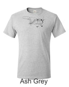 Fiat Cr.32 Biplane fighter. 1930's Italian fighter drawing printed on men's shirt. Free Shipping.
