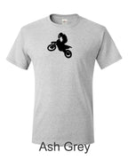 Dirtbike rider printed on mens shirt. Great for desert, motocross rider.