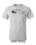 Porsche 911 Line drawing printed on mens shirt. Gift for sports car guy.