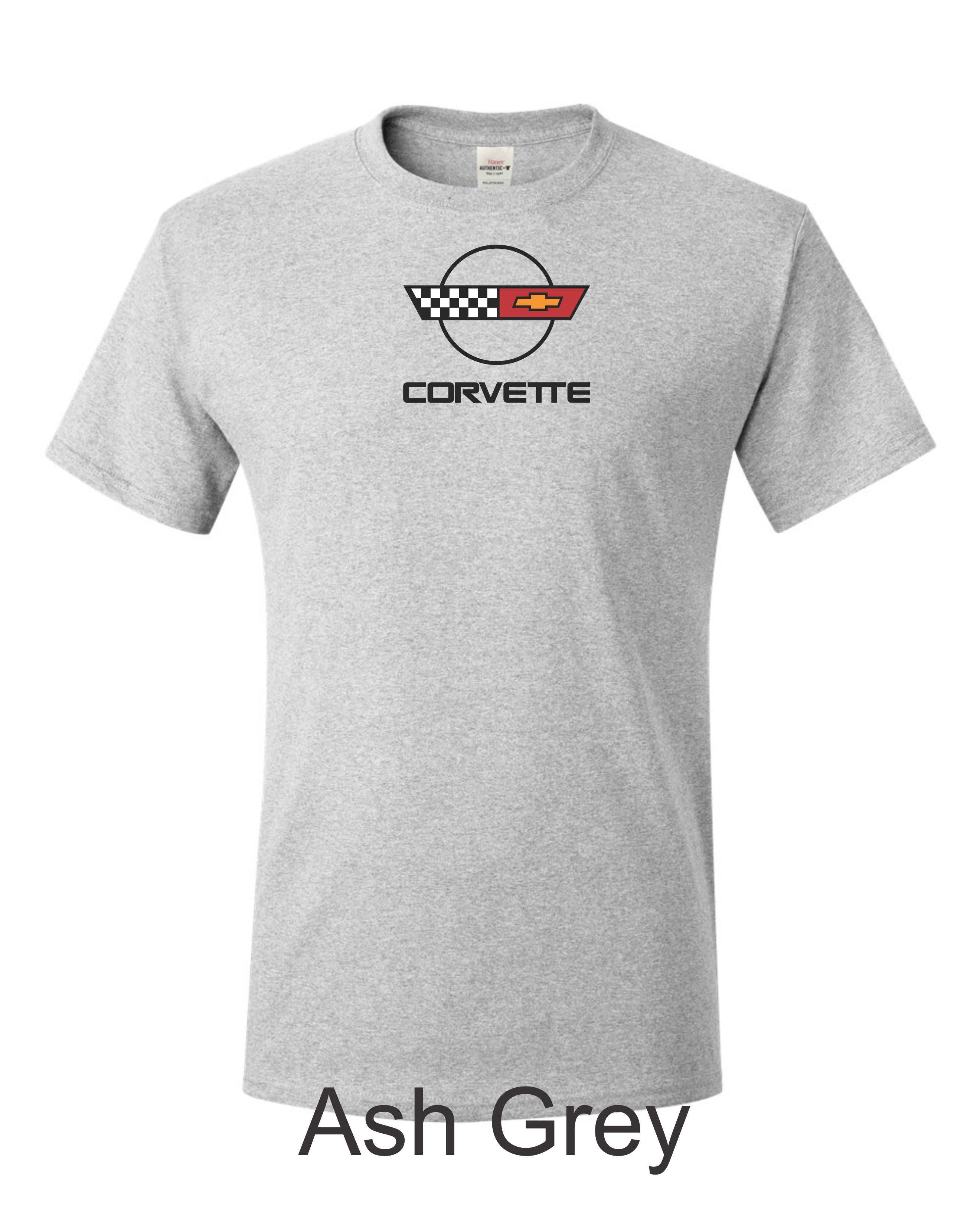 C4 Corvette Emblem printed on mens shirt. Great gift for the car guy.