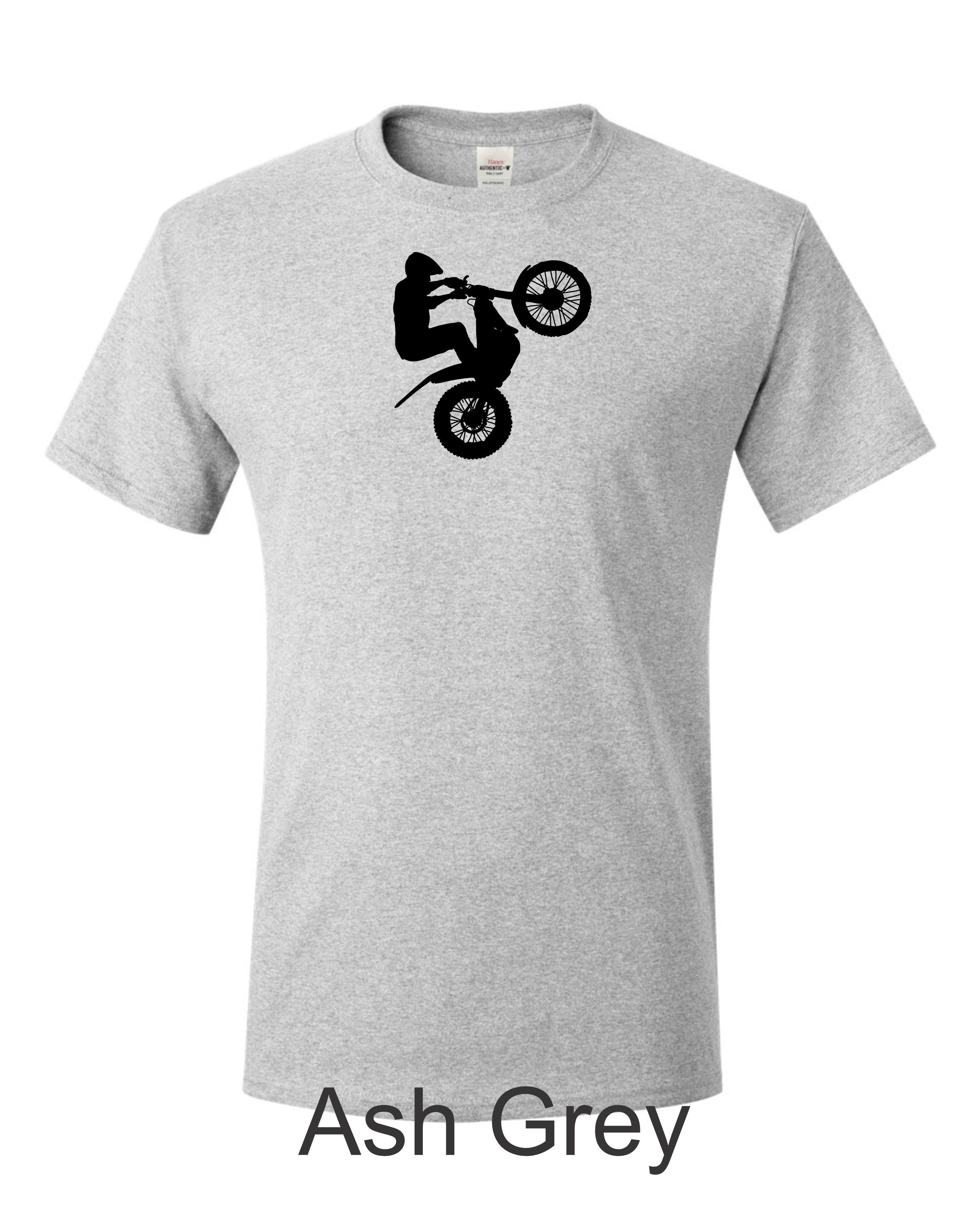 Trials Rider drawing printed on mens shirt.  Gift for Trials Bike rider