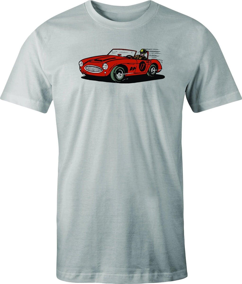 Austin Healey Racer color drawing printed on men's shirt. Free shipping.