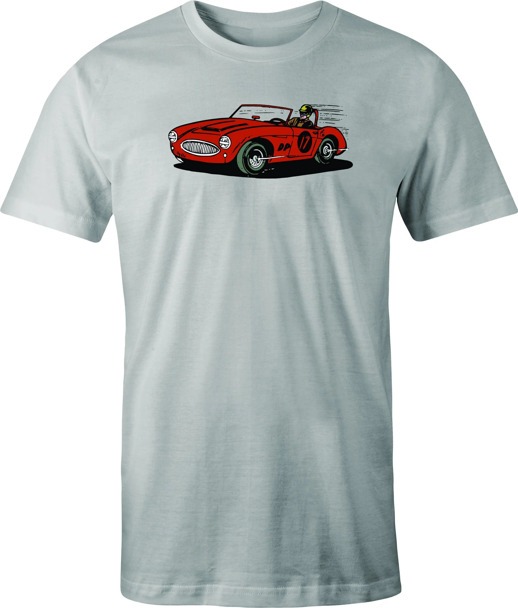 Austin Healey Racer color drawing printed on men's shirt. Free shipping.
