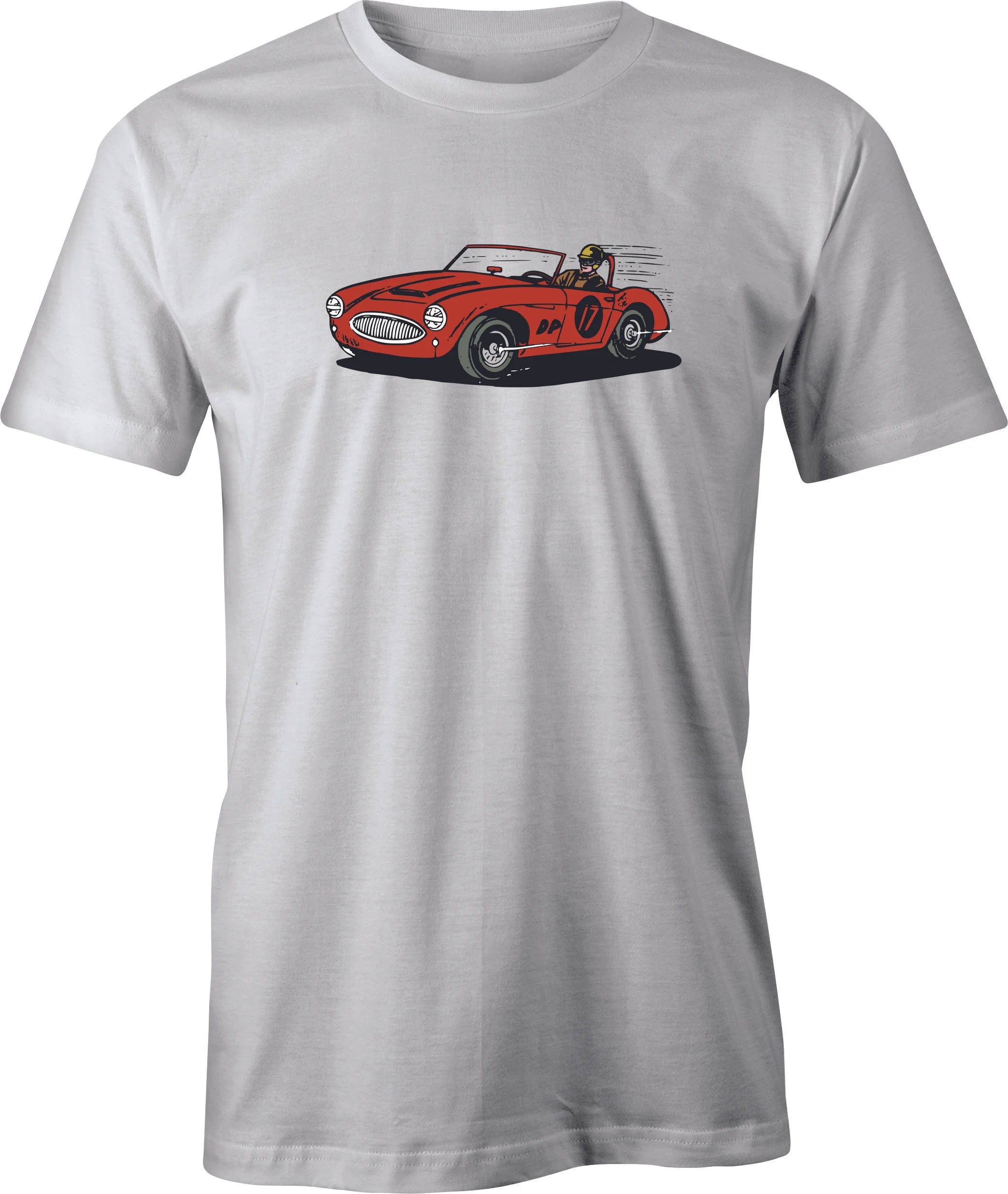 Austin Healey Racer color drawing printed on men's shirt. Free shipping.