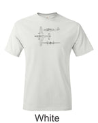 B 25 Mitchell 3 view printed on mens shirt. free shipping.