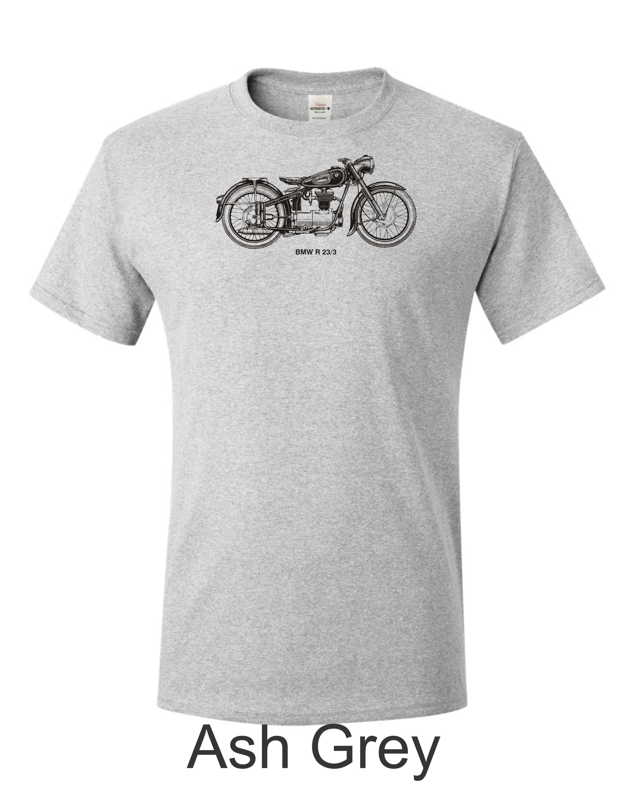 BMW R 23 motorcycle printed on mens shirt. Vintage BMW gift.