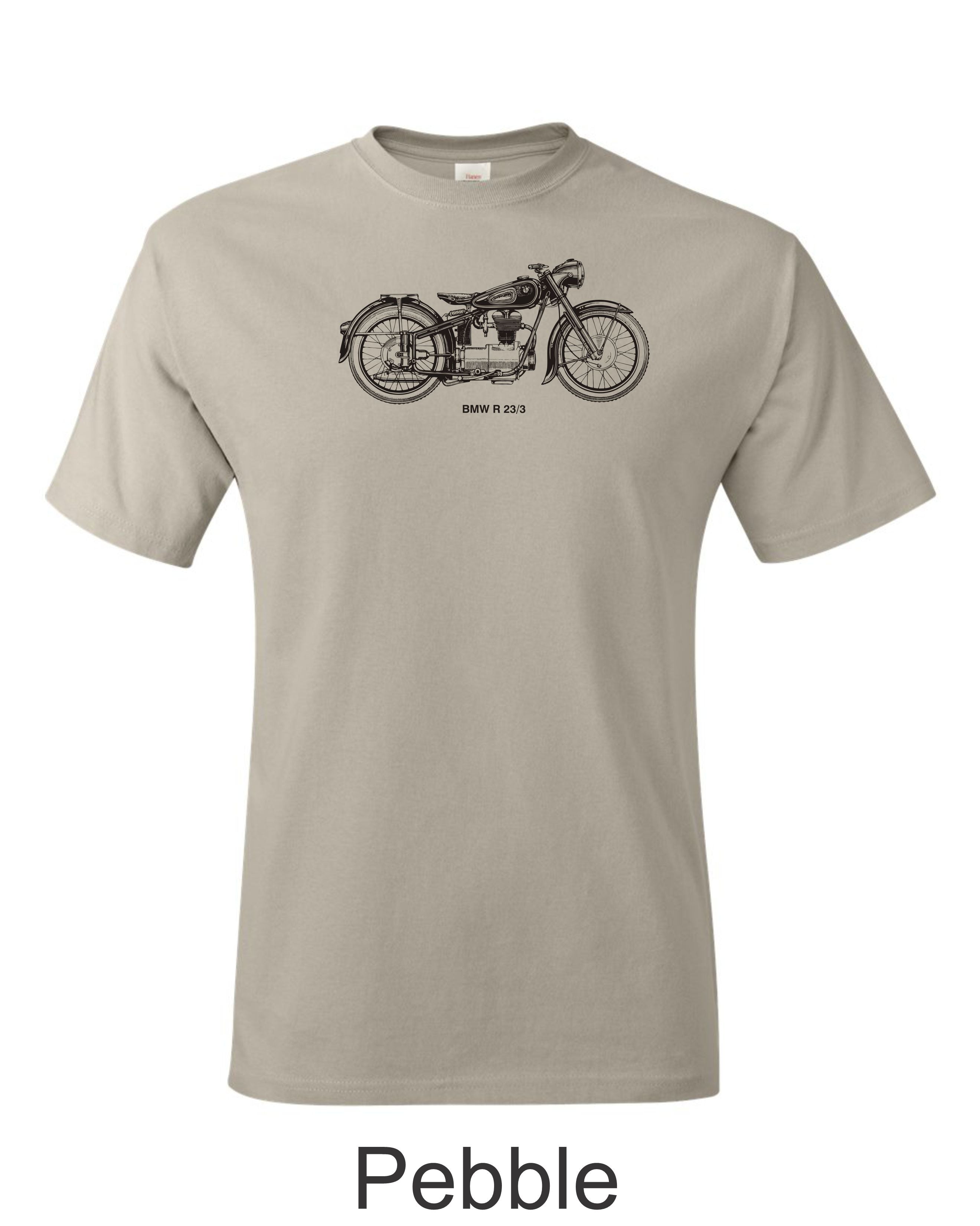 BMW R 23 motorcycle printed on mens shirt. Vintage BMW gift.