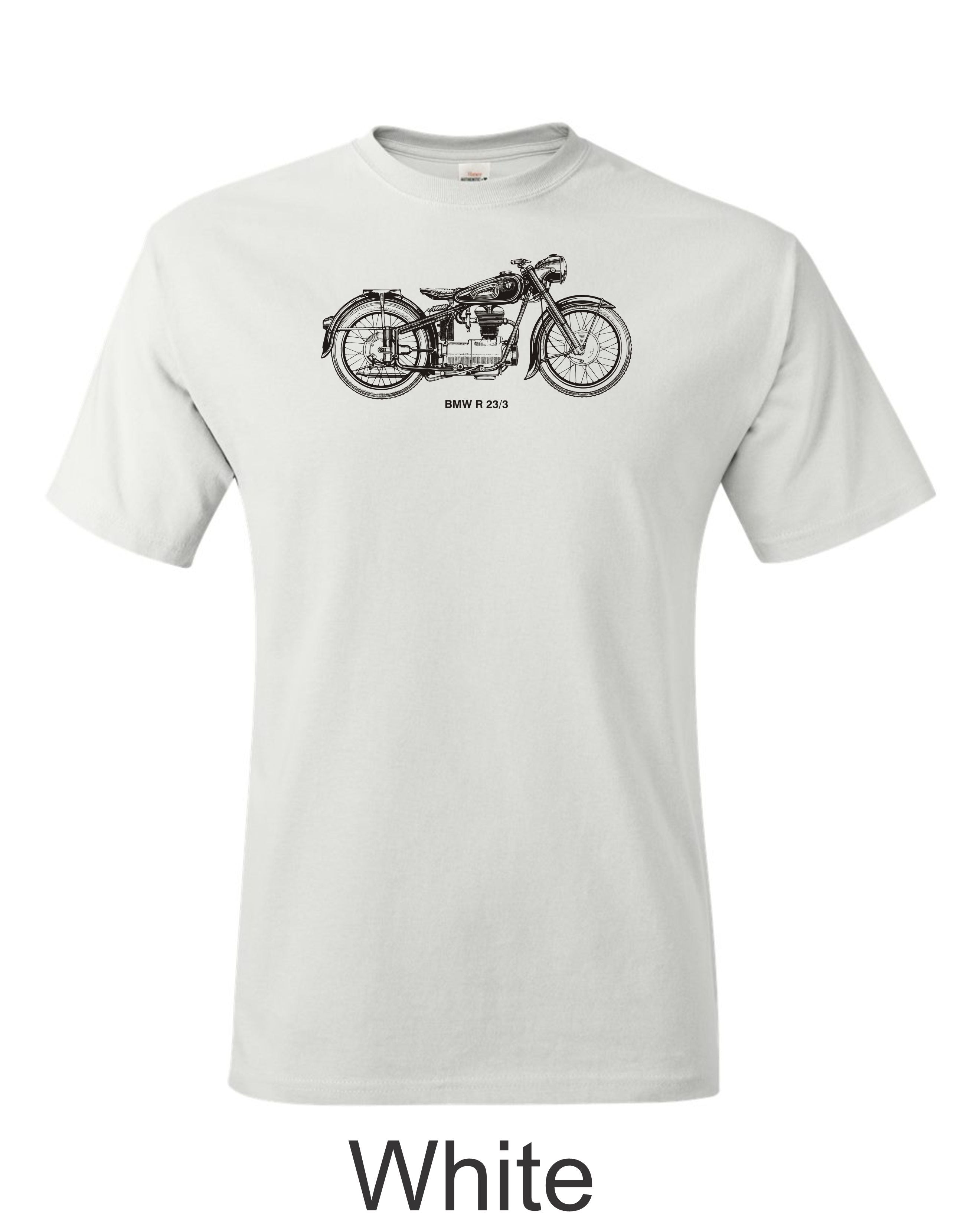 BMW R 23 motorcycle printed on mens shirt. Vintage BMW gift.