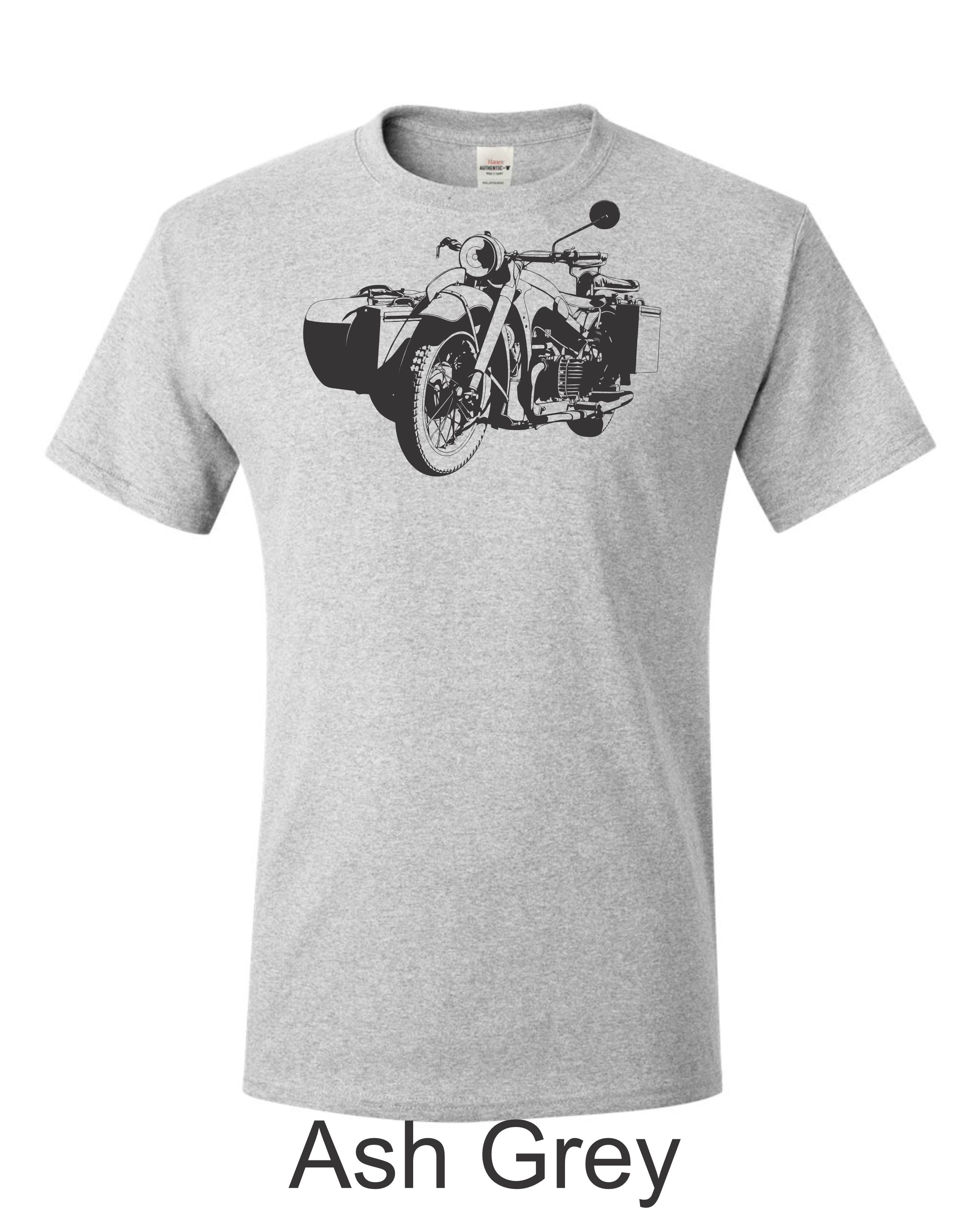 BMW R 75 Sidecar Motorcycle drawing printed on mens shirt. Great gift for the BMW guy.