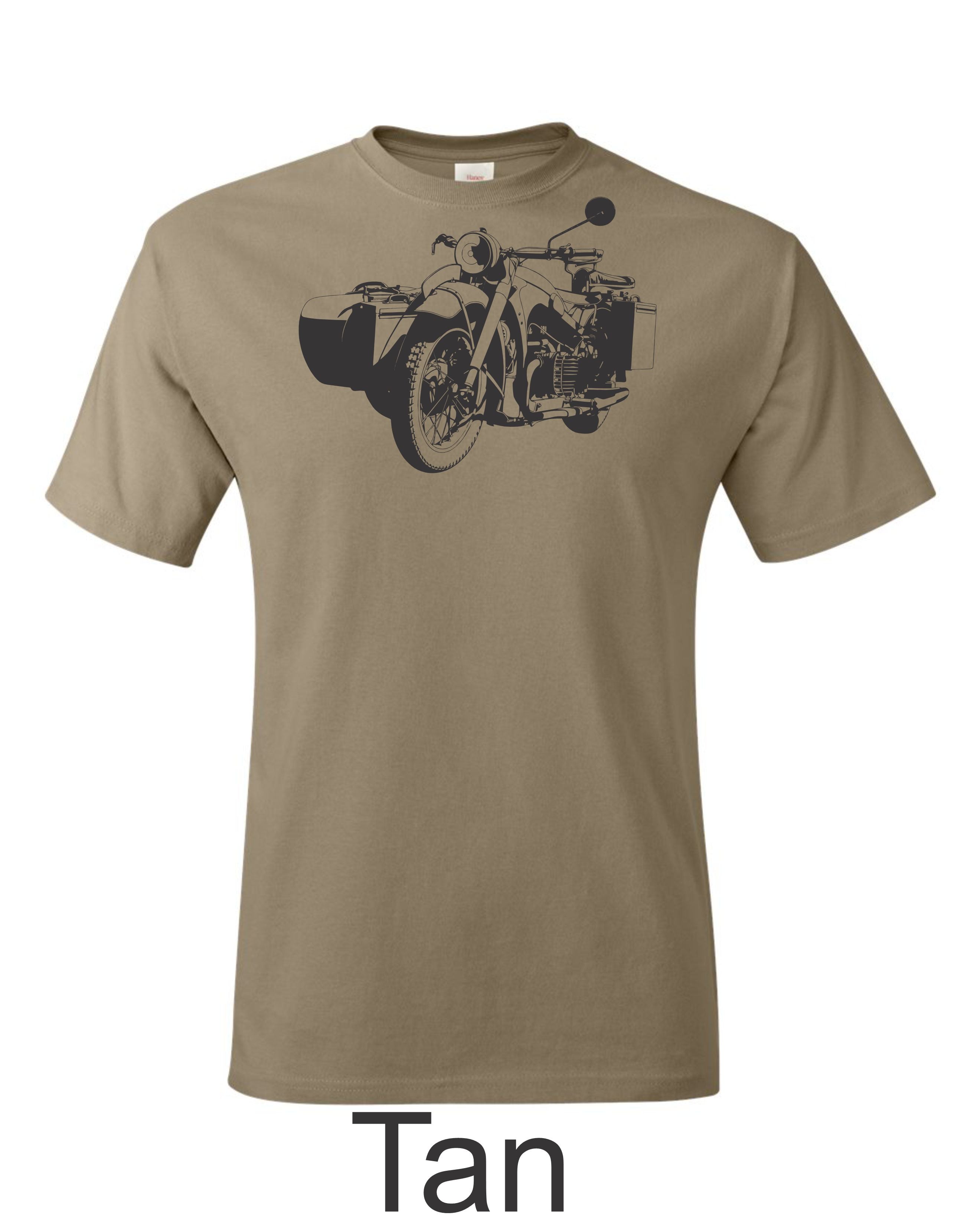 BMW R 75 Sidecar Motorcycle drawing printed on mens shirt. Great gift for the BMW guy.