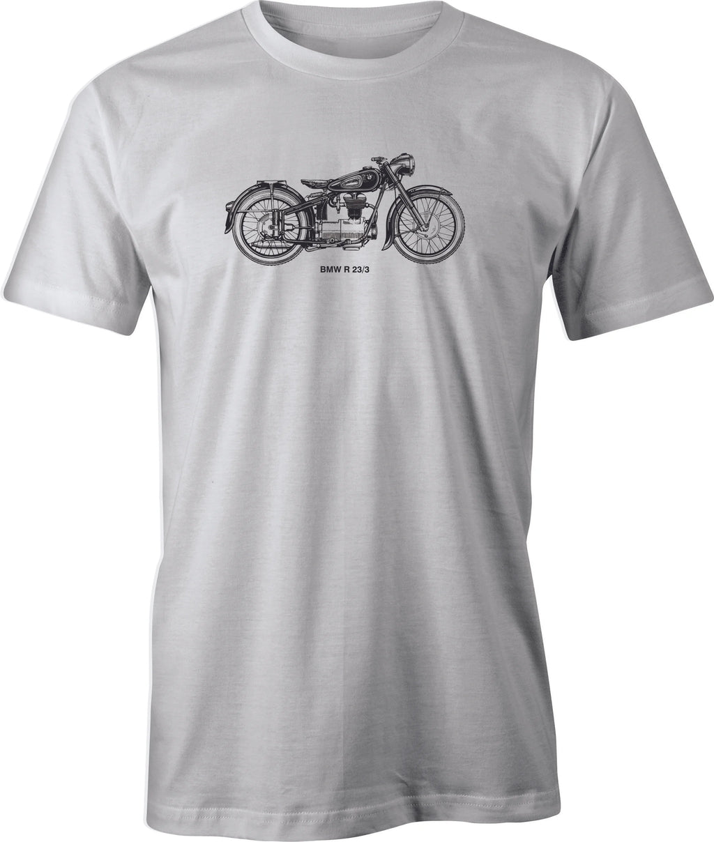 BMW R 23 Line Drawing printed on Men's T shirt.