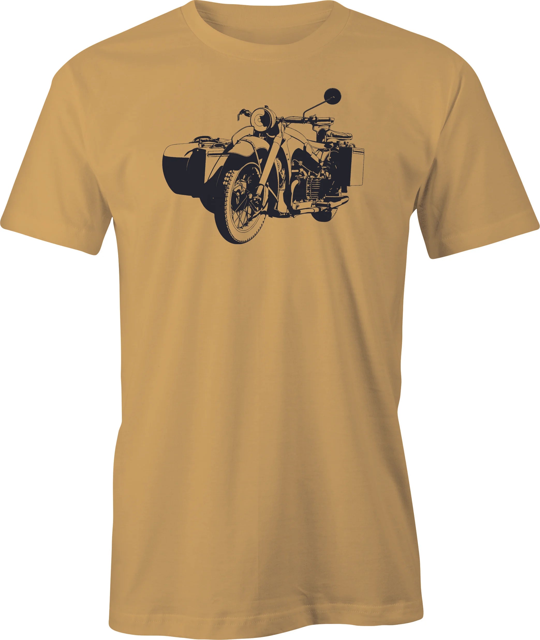 BMW R 75 with Side Car printed on men's T shirt.