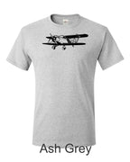 Beechcraft Staggerwing drawing printed on men's shirt. Free shipping.