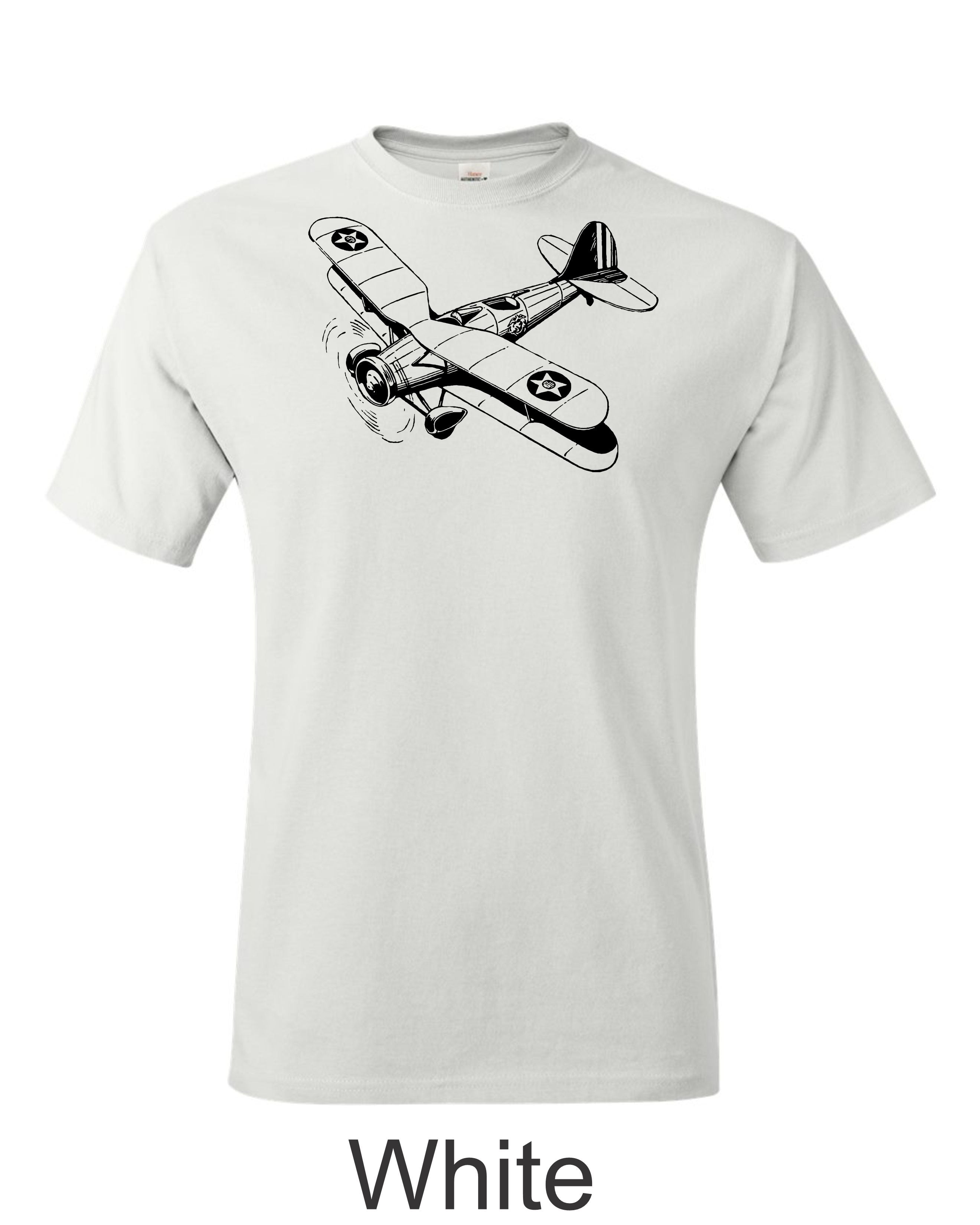 Early Biplane Fighter drawing printed on Men's shirt. Free Shipping