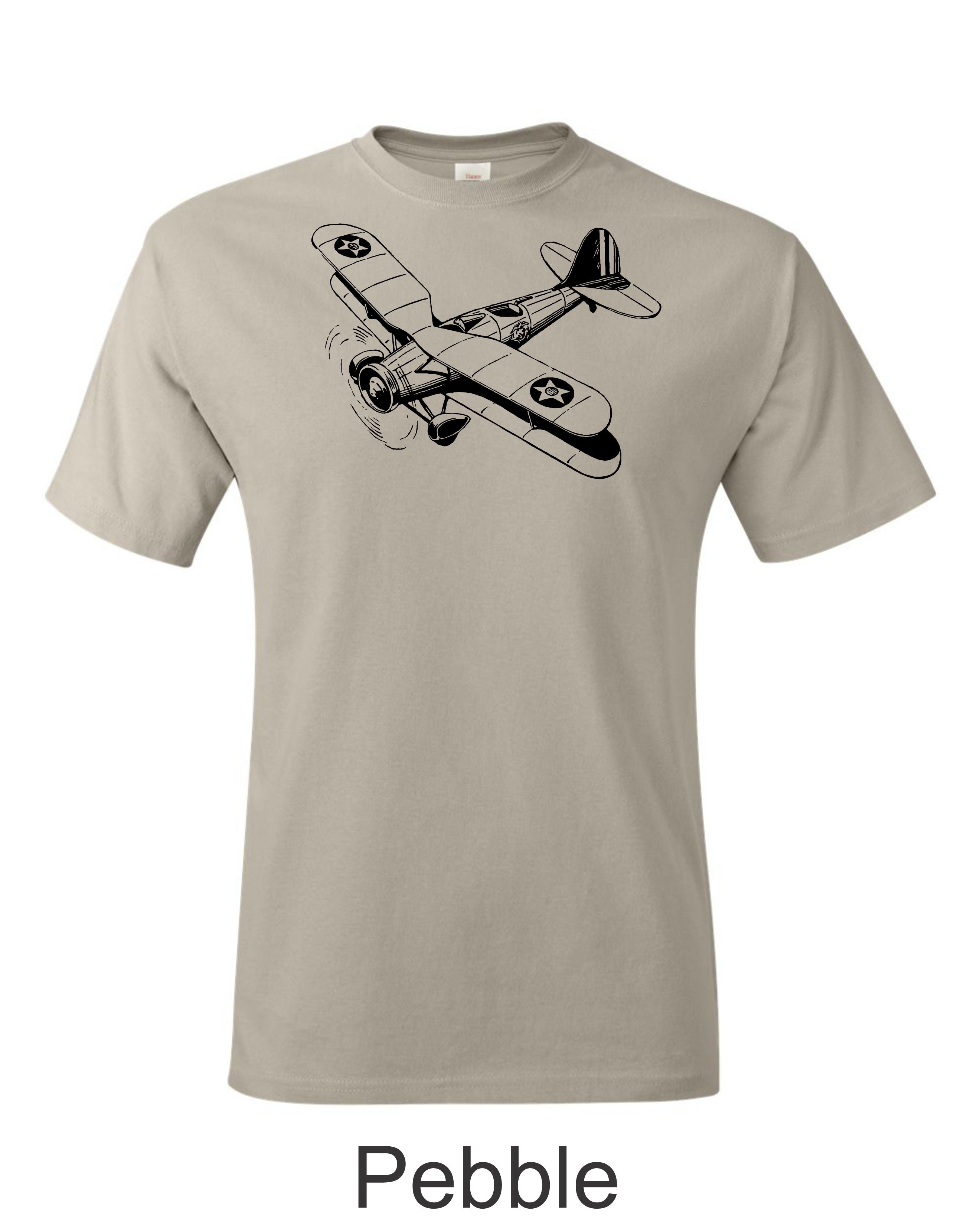 Early Biplane Fighter drawing printed on Men's shirt. Free Shipping