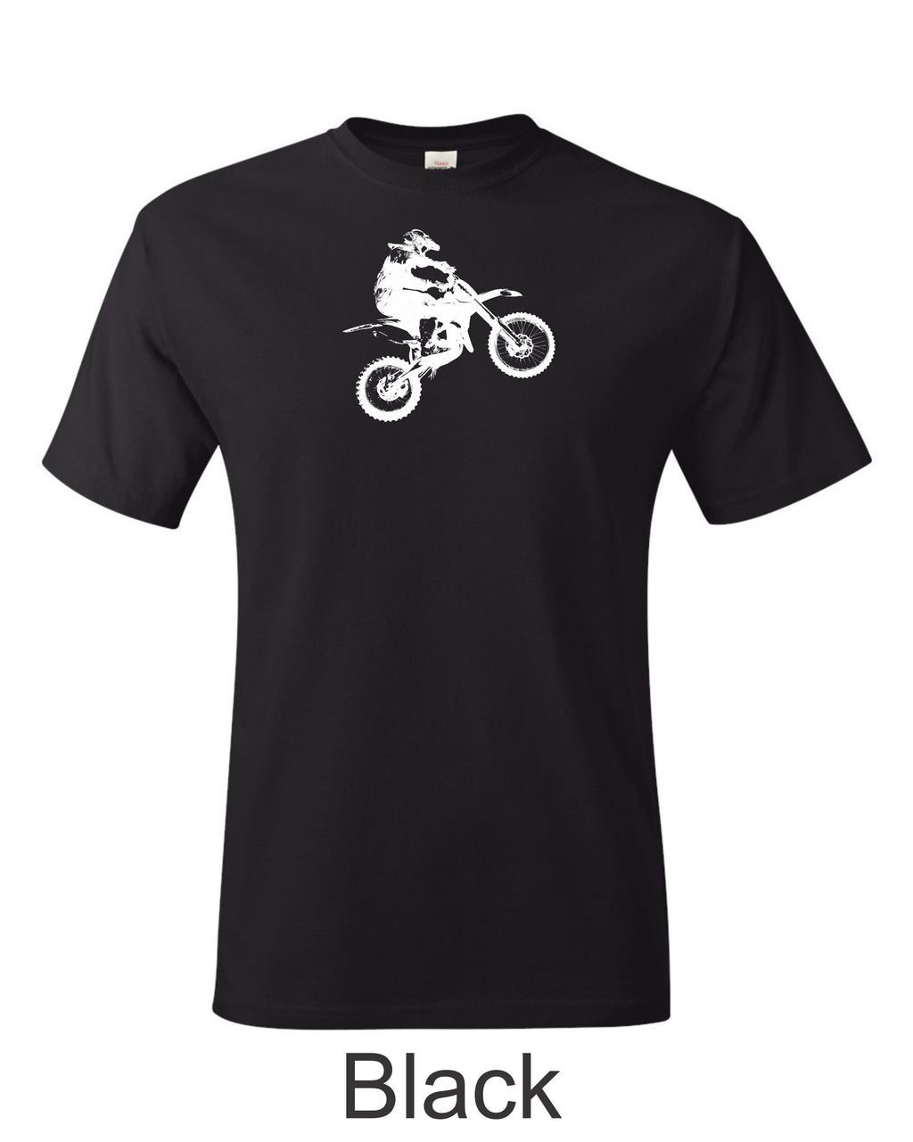 Motocross bike printed on men's shirt.  great for the dirtbike rider.