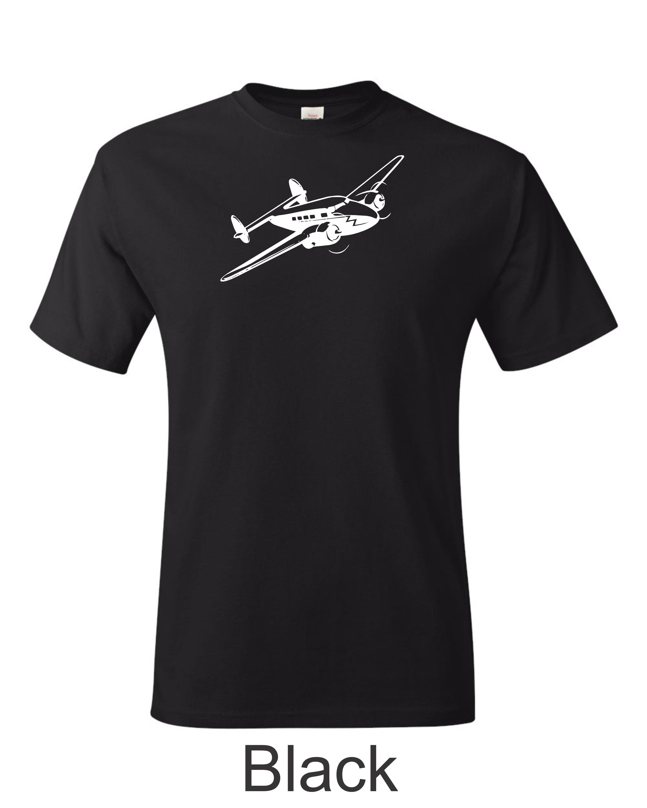 Lockheed Electra drawing printed on men's shirt. Free Shipping. Classic 1930s plane.