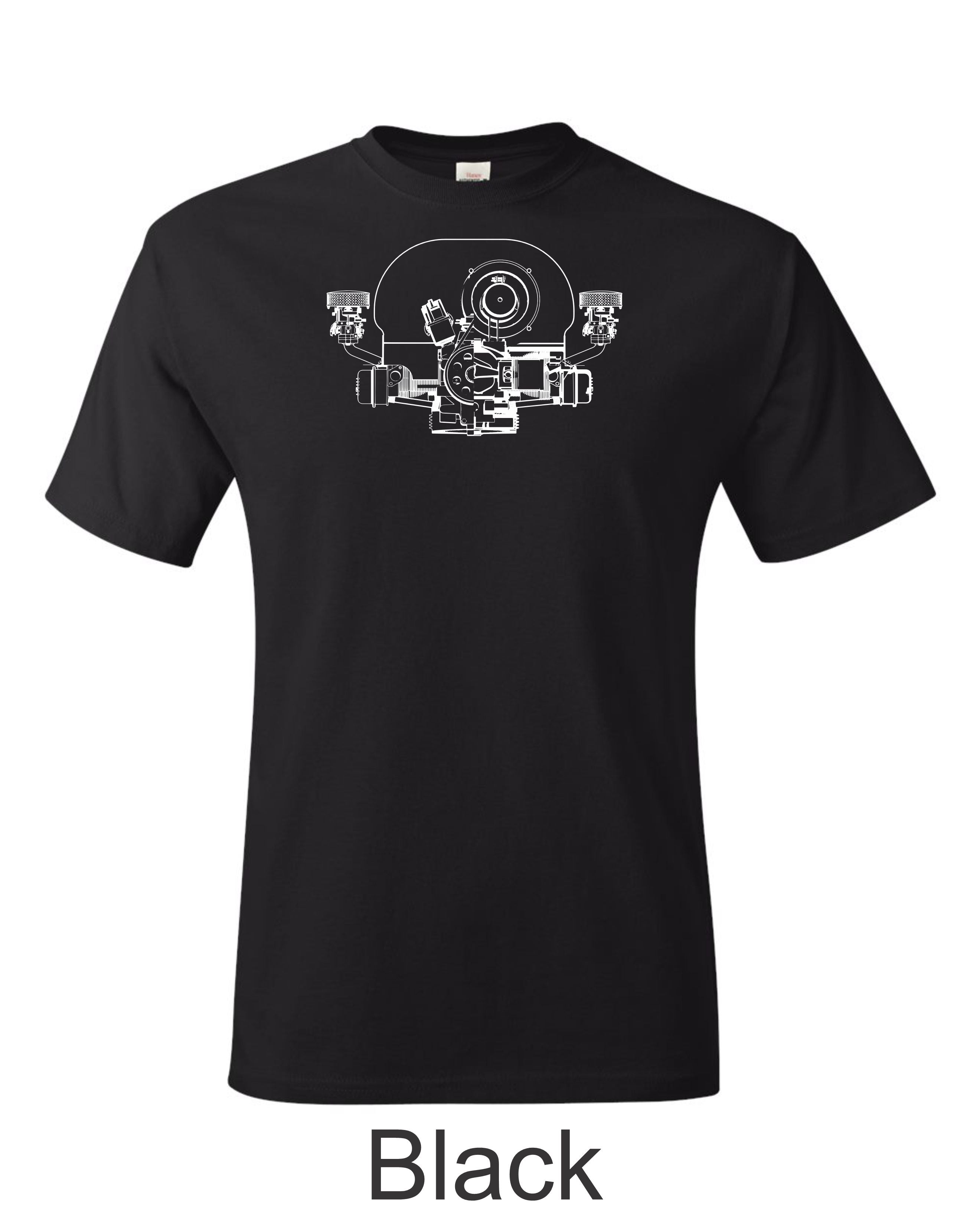 VW Boxer Engine Cutaway Drawing T-Shirt, Air-Cooled VW Bug Bus Car Tee