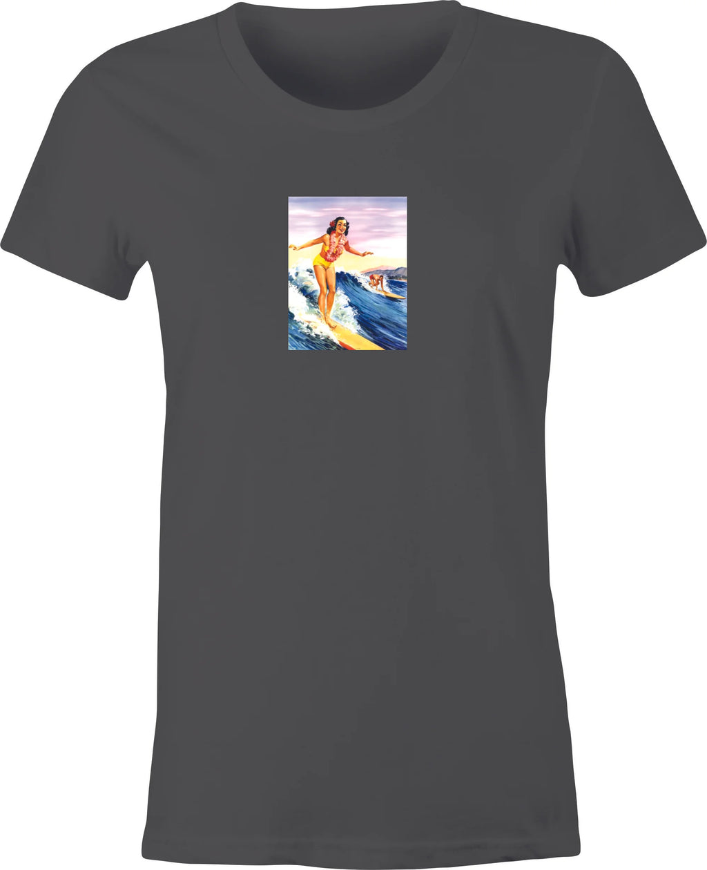 40's Hawaiian Surfing Poster printed on T shirt