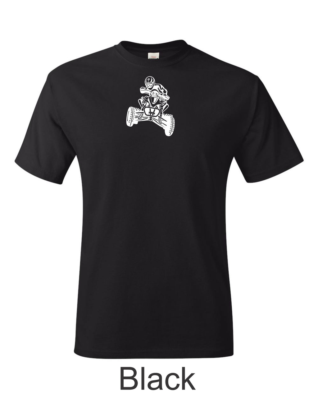 Race Quad drawing printed on mens shirt. great gift for the quad racer.