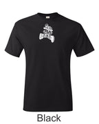 Race Quad drawing printed on mens shirt. great gift for the quad racer.