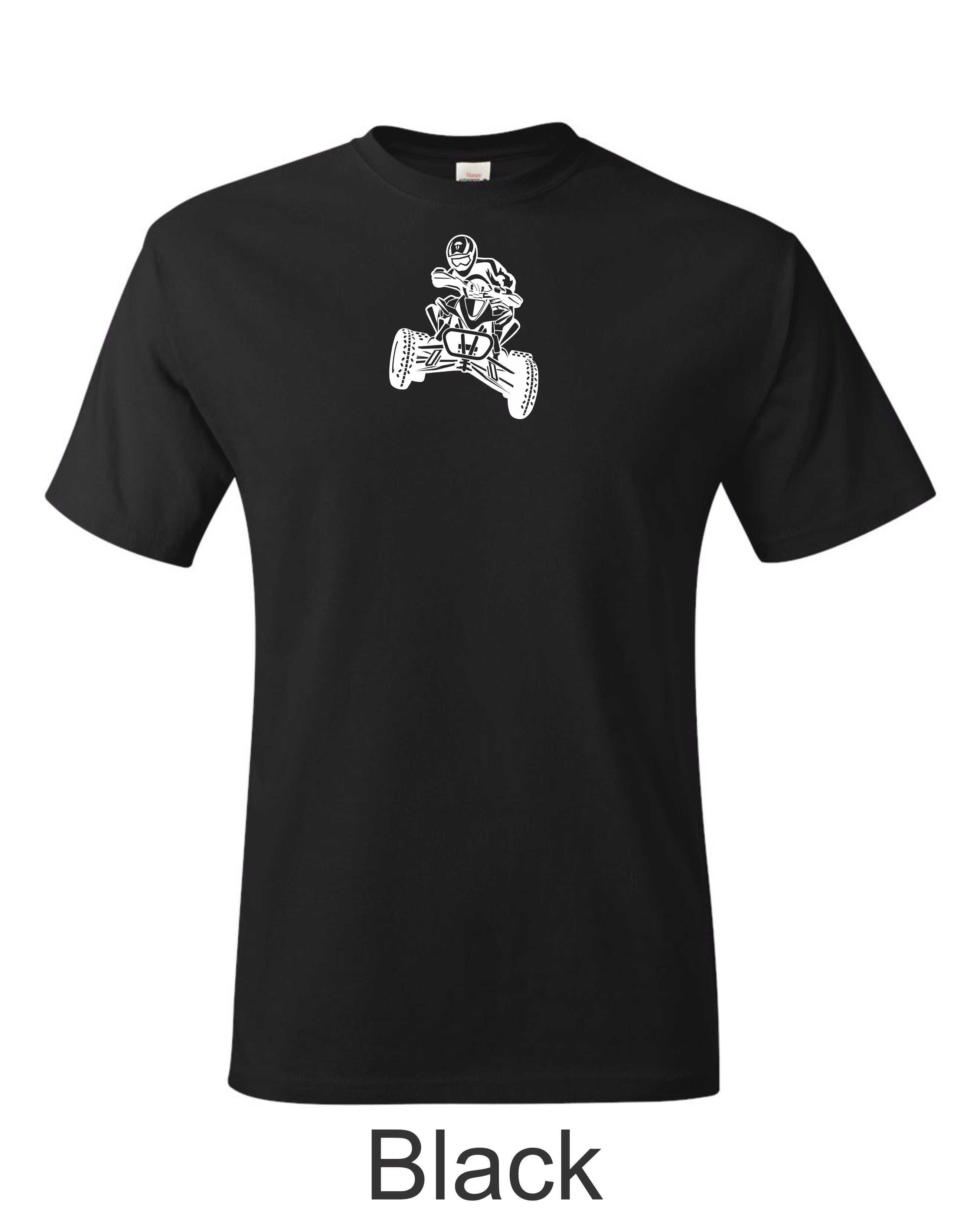 Race Quad drawing printed on mens shirt. great gift for the quad racer.
