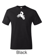 Dirtbike rider printed on mens shirt. Great for desert, motocross rider.