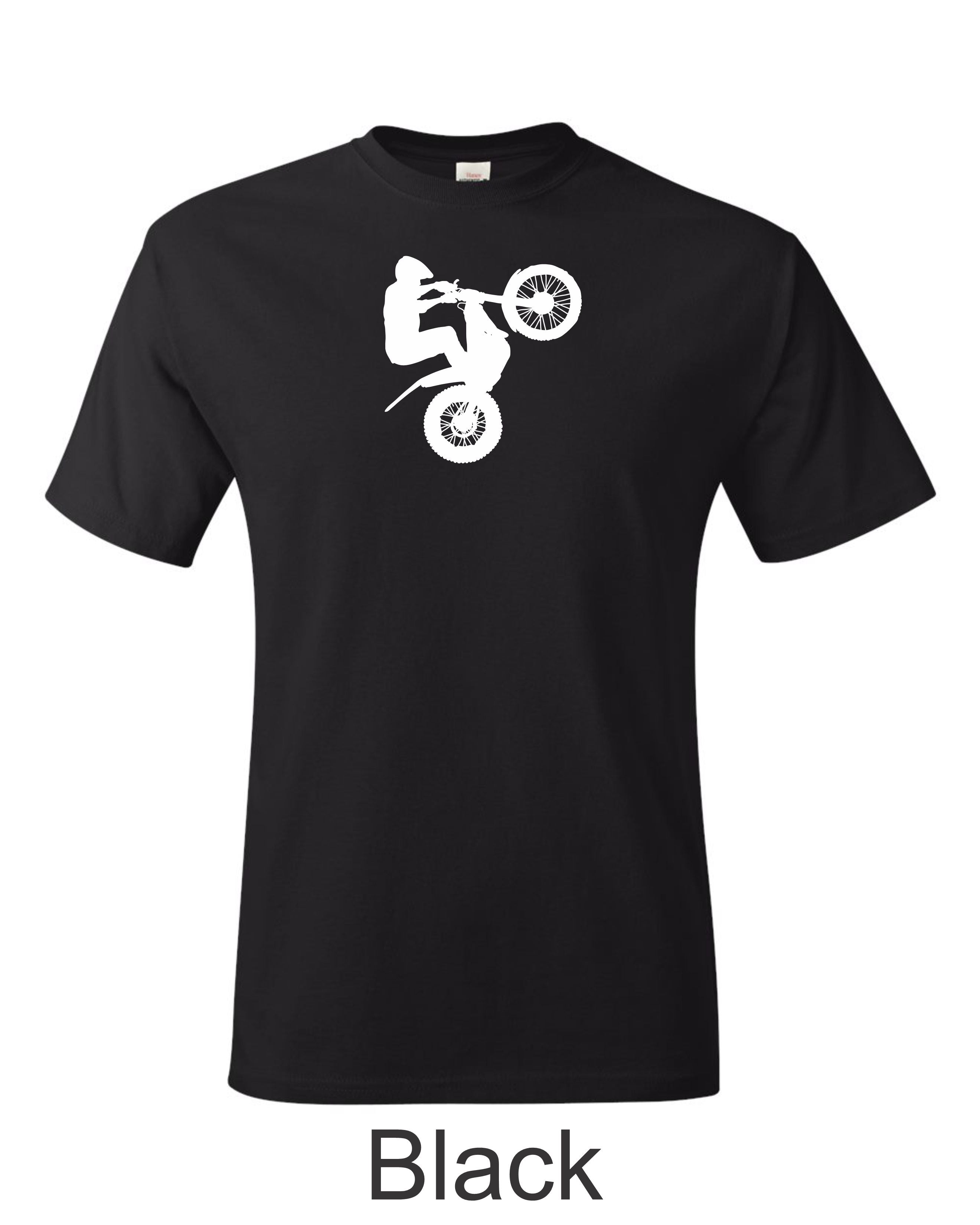 Trials Rider drawing printed on mens shirt.  Gift for Trials Bike rider