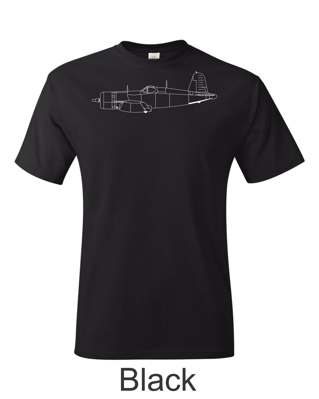 F4U Corsair drawing printed on men's shirt. Famous WW2 Navy fighter. Free Shipping