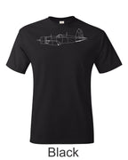 F4U Corsair drawing printed on men's shirt. Famous WW2 Navy fighter. Free Shipping