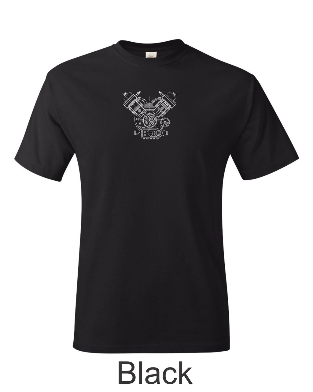 V twin Cut-a-way drawing printed on mens shirt. Great gift for the Harley fan.