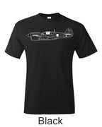 P 40 Warhawk drawing printed on men's shirt. Free Shipping. Famous WW2 fighter.