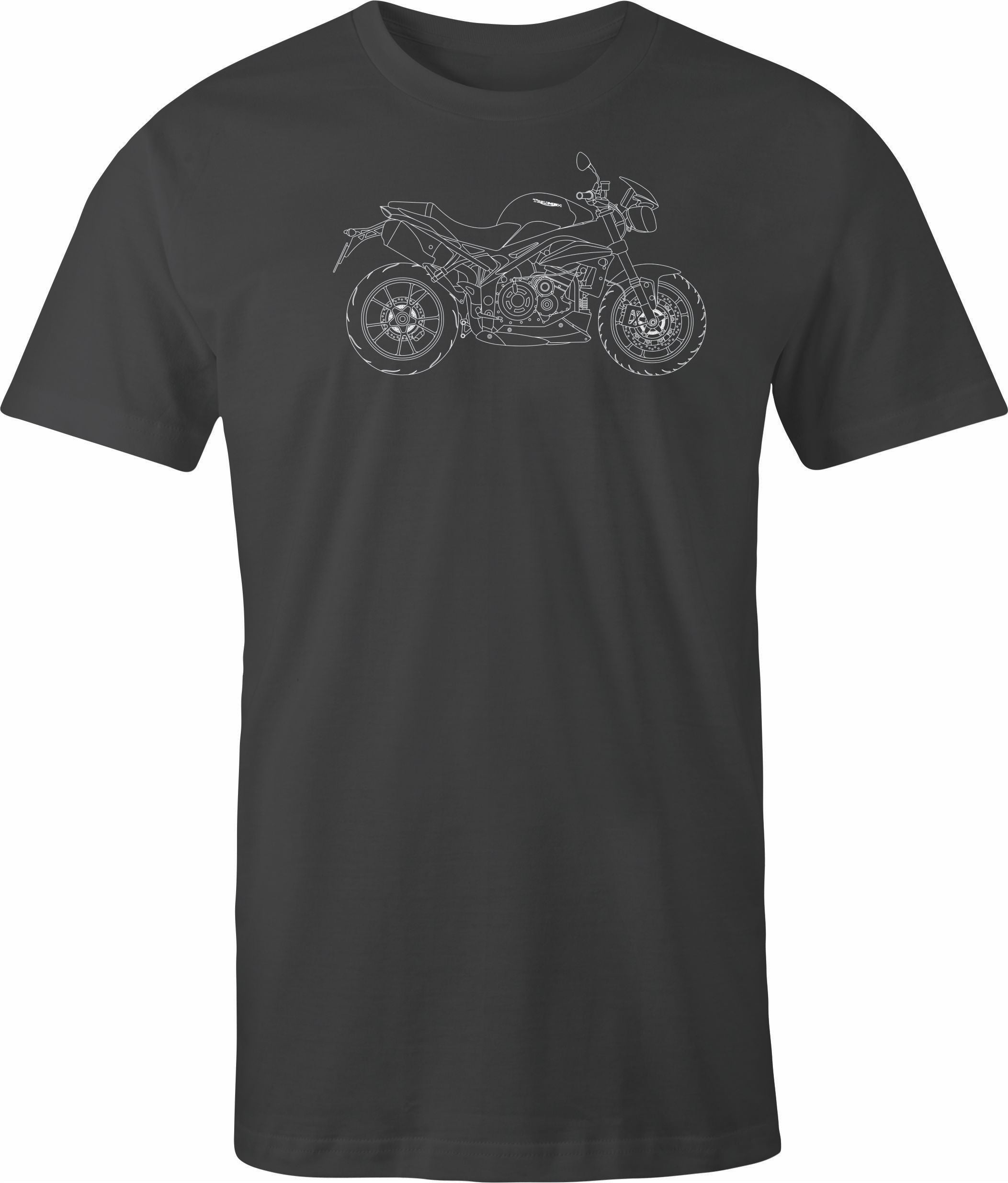 Triumph Street Triple T-Shirt: Detailed Motorcycle Line Drawing
