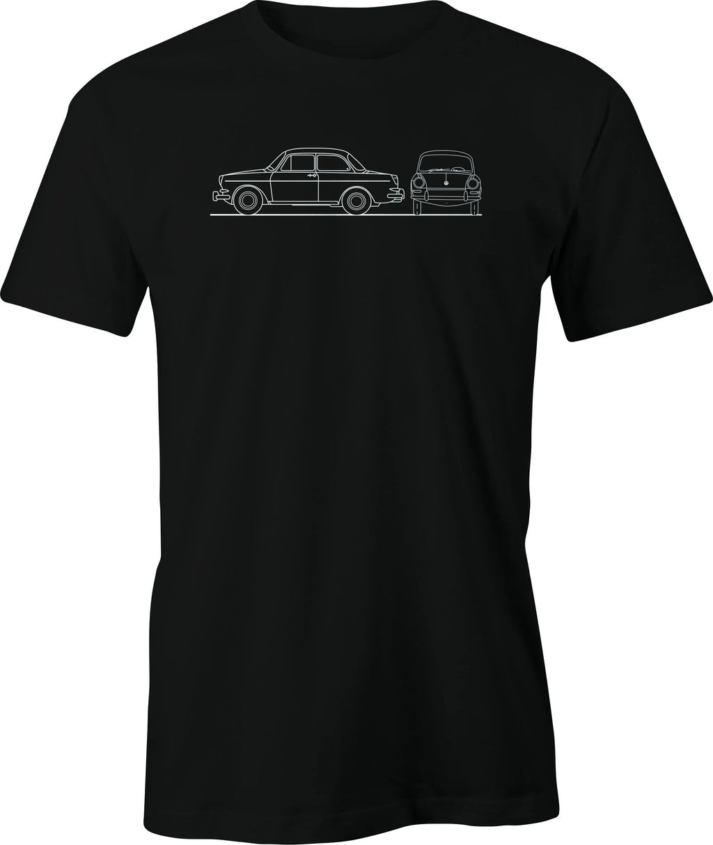 VW Notchback Type 3 drawing Printed on Men's shirt.  Free Shipping.