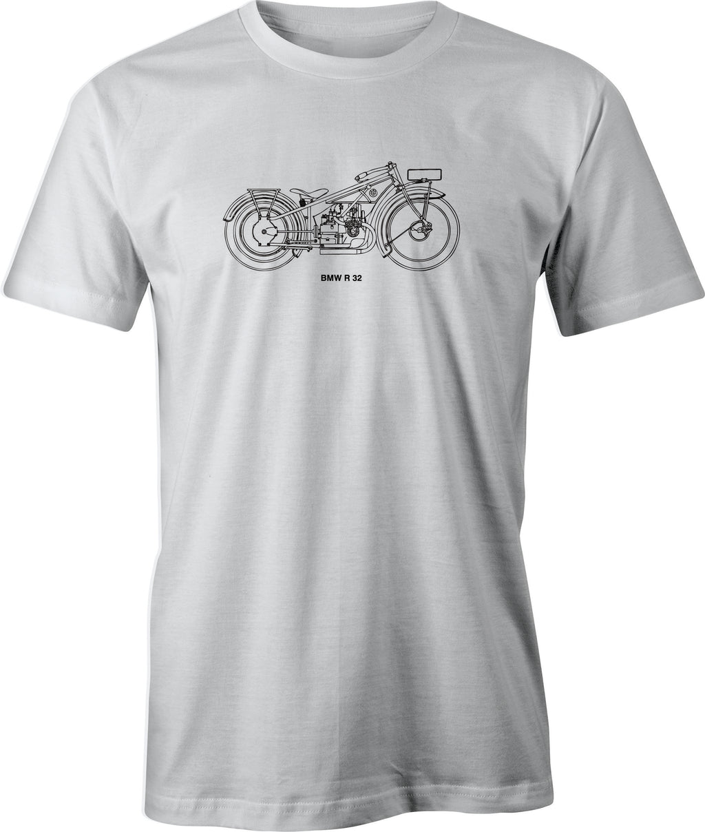 BMW R 32 line Drawing printed on men's T shirt