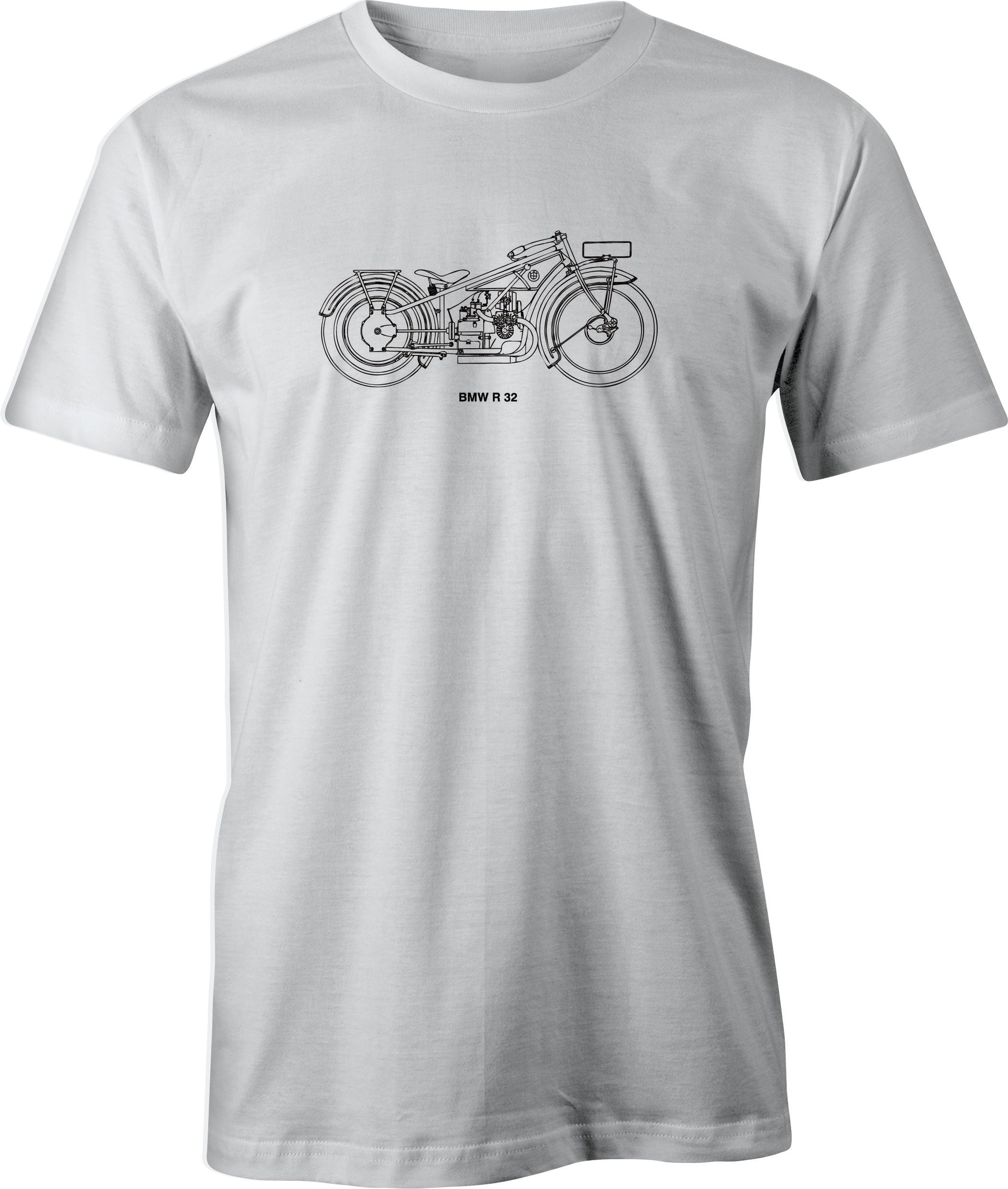 BMW R 32 line Drawing printed on men's T shirt