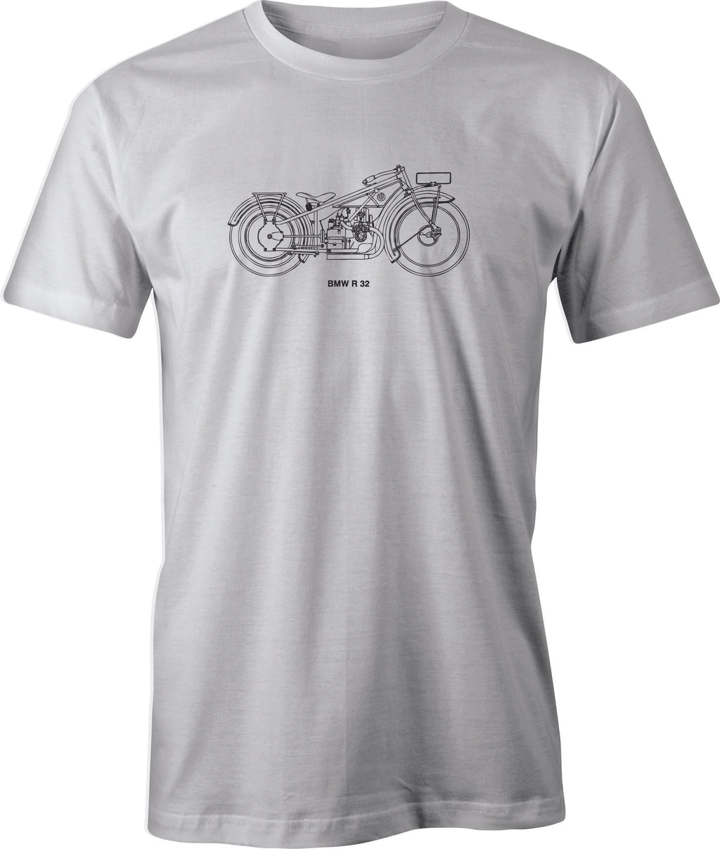 BMW R 32 line Drawing printed on men's T shirt