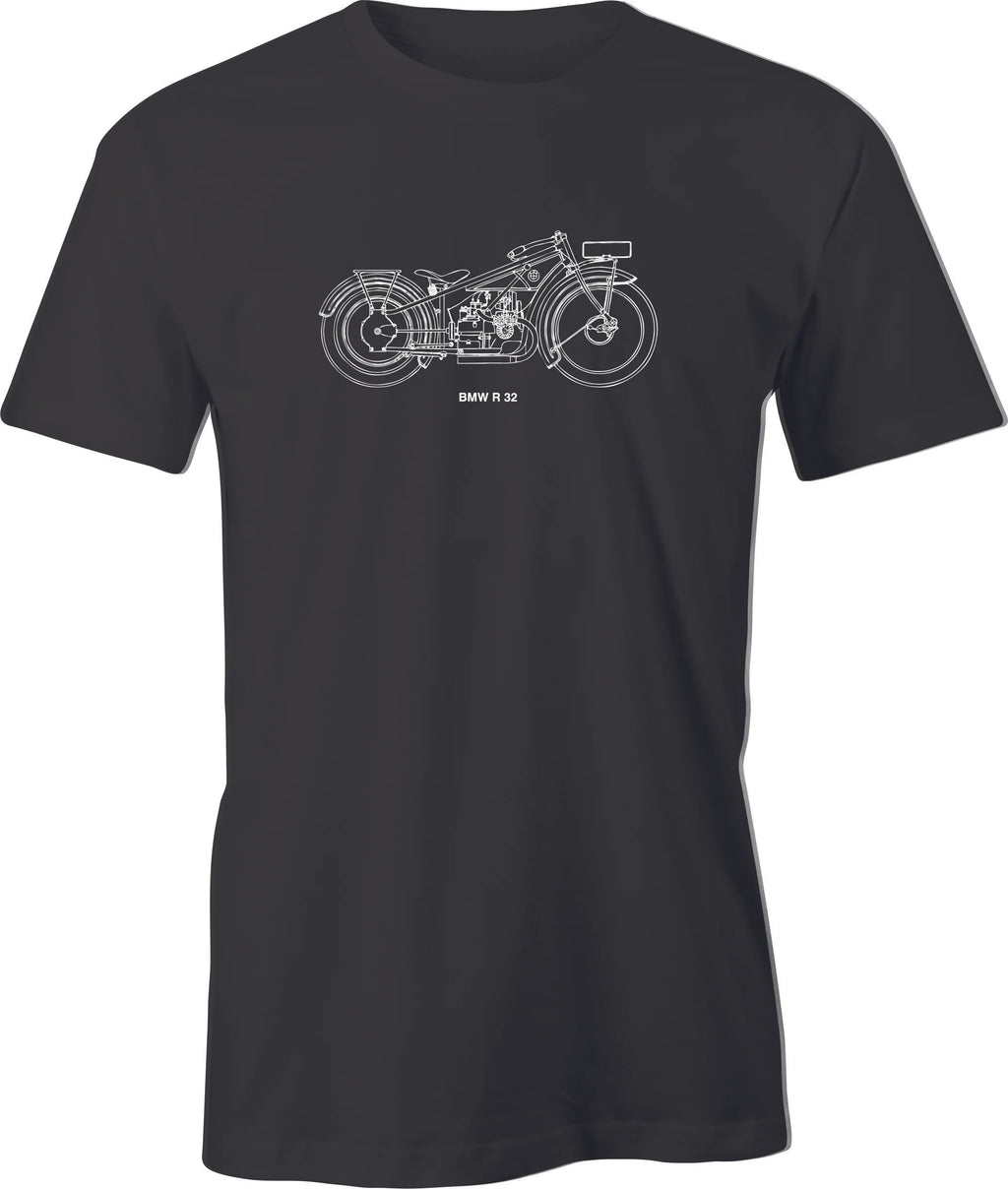 BMW R 32 line Drawing printed on men's T shirt