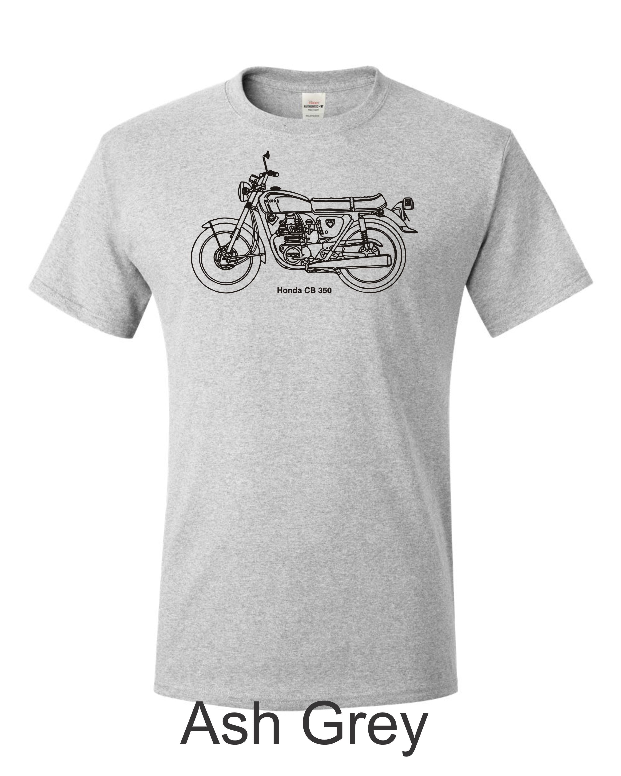 Honda CB 350 print on men's shirt. Great gift for the Honda motorcycle fan.