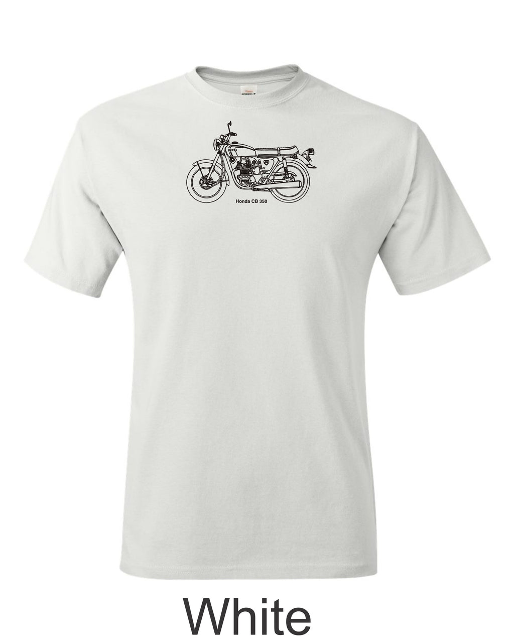 Honda CB 350 print on men's shirt. Great gift for the Honda motorcycle fan.