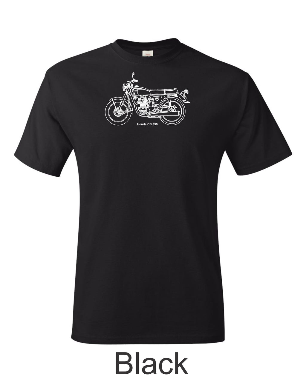 Honda CB 350 print on men's shirt. Great gift for the Honda motorcycle fan.