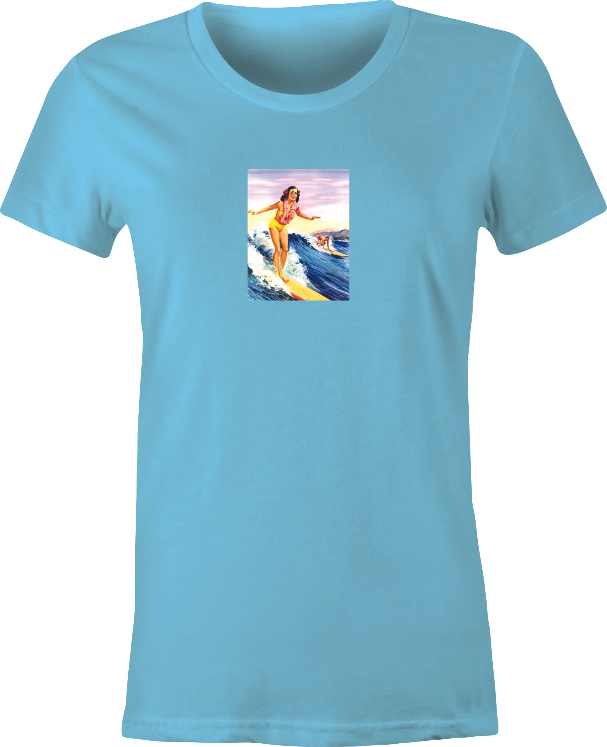 40's Hawaiian Surfing Poster printed on T shirt