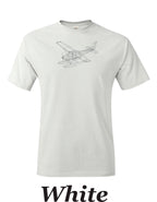 Isometric drawing of Cessna 182 on Floats printed on men's shirt.  Free shipping.